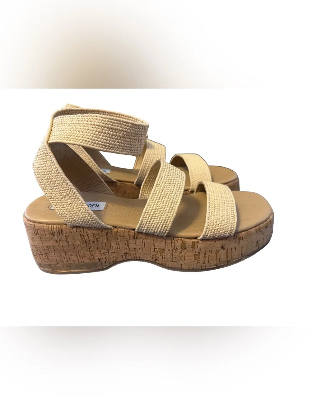 Steve Madden Women's Sashes Platform Sandals, Color: Natural, Size: 9M NWT